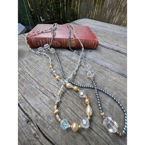 80s Sparkly Beaded Necklaces, Retro Bead Necklace Lot